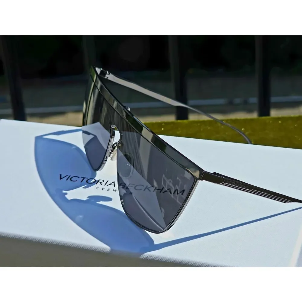 Victoria Beckham VB245S 046 Shield Sunglasses – Dark Ruthenium & Grey NIB